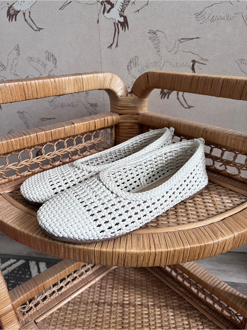 Zara white woven ballet flats